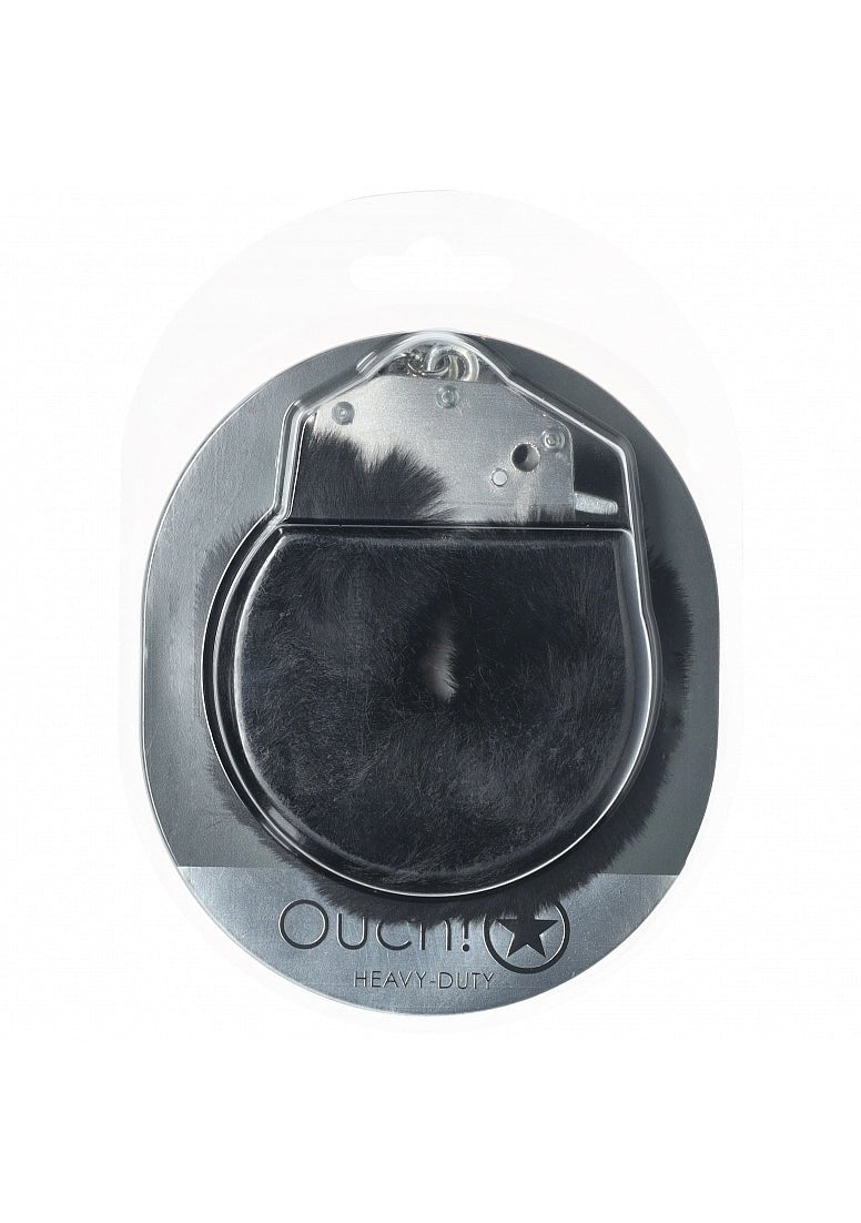 Ouch! Heavy - Duty Fluffy Handcuffs (Black) - For the woman who knows exactly what she wants - redshoe.com.au 2