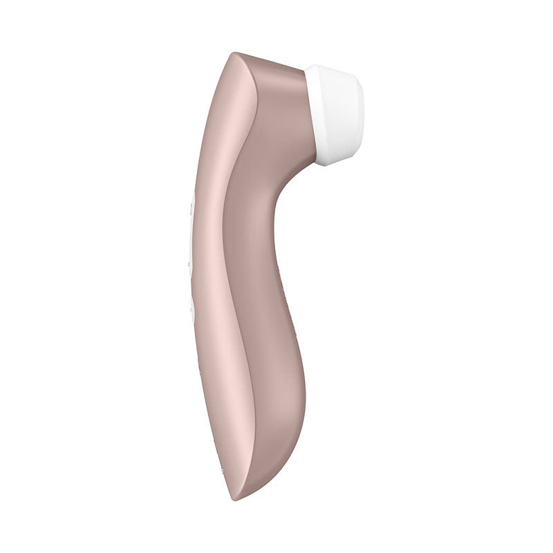 Satisfyer Pro 2+ Rose Gold Clitoral Stimulator side view on white background 2