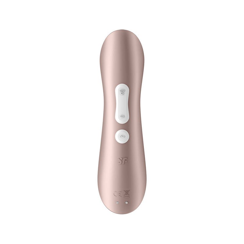 Satisfyer Pro 2+ Rose Gold Clitoral Stimulator rear view with controls 2