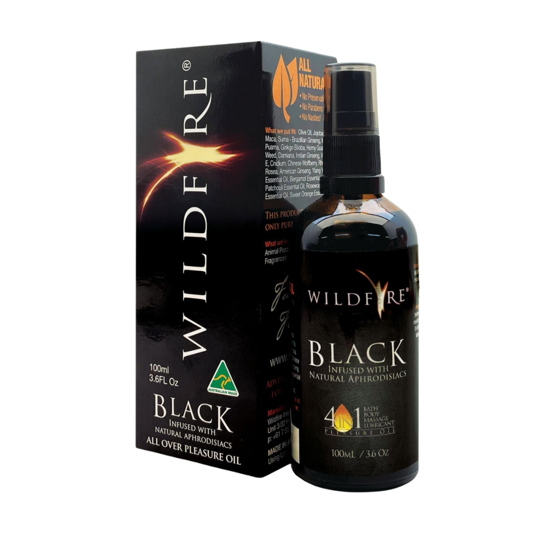 Wildfire Black 4 - in - 1 Sensual Massage Oil - 100ml - Redshoe - Essentials for her - Pleasures for Both