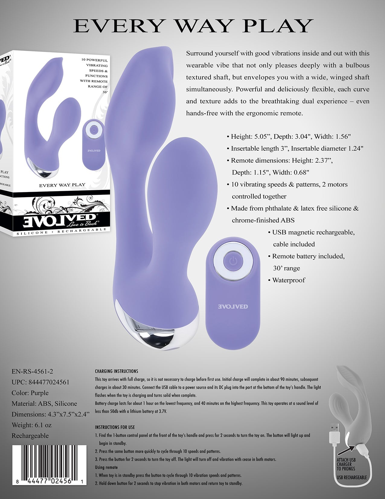 Evolved EVERY WAY PLAY Wearabe Vibrator product information picture 2