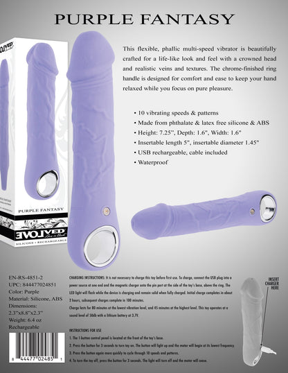 Evolved PURPLE FANTASY Phallic Multi - Speed Vibrator - Redshoe - Essentials for her - Pleasures for Both
