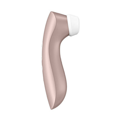 Satisfyer Pro 2+ Rose Gold Clitoral Stimulator side view on white background