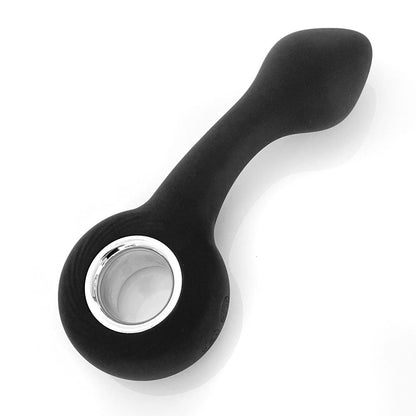 VERS Rechargeable Silicone G Spot Vibrator Black side view on awhite background 